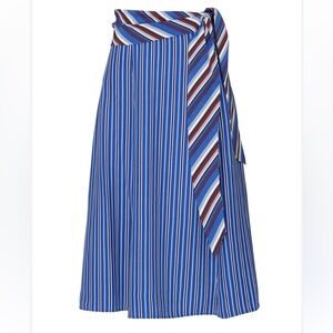 Blue Striped Midi Skirt